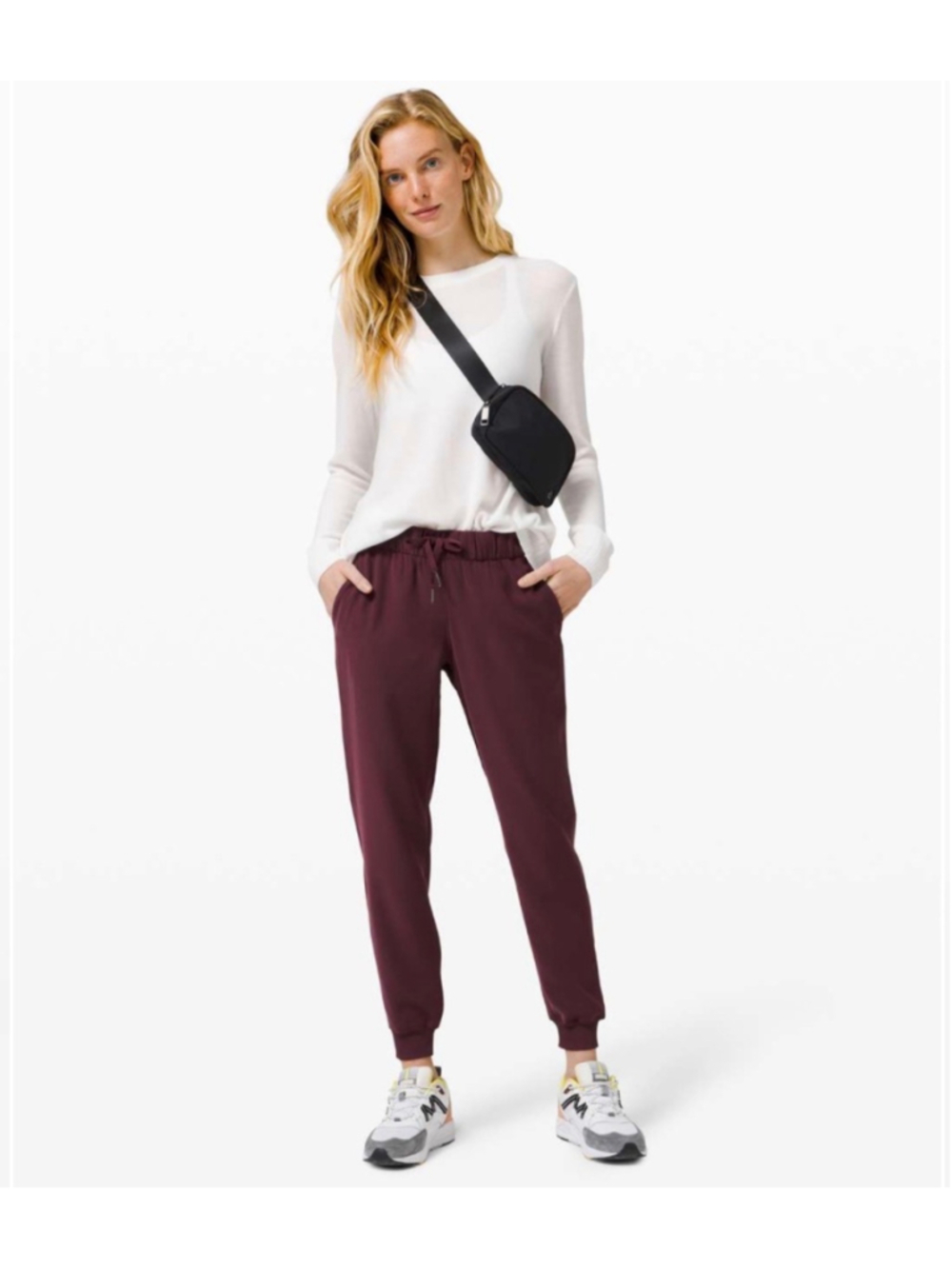 Lululemon On The Fly Jogger Pants 12 Burgundy Travel Athleisure